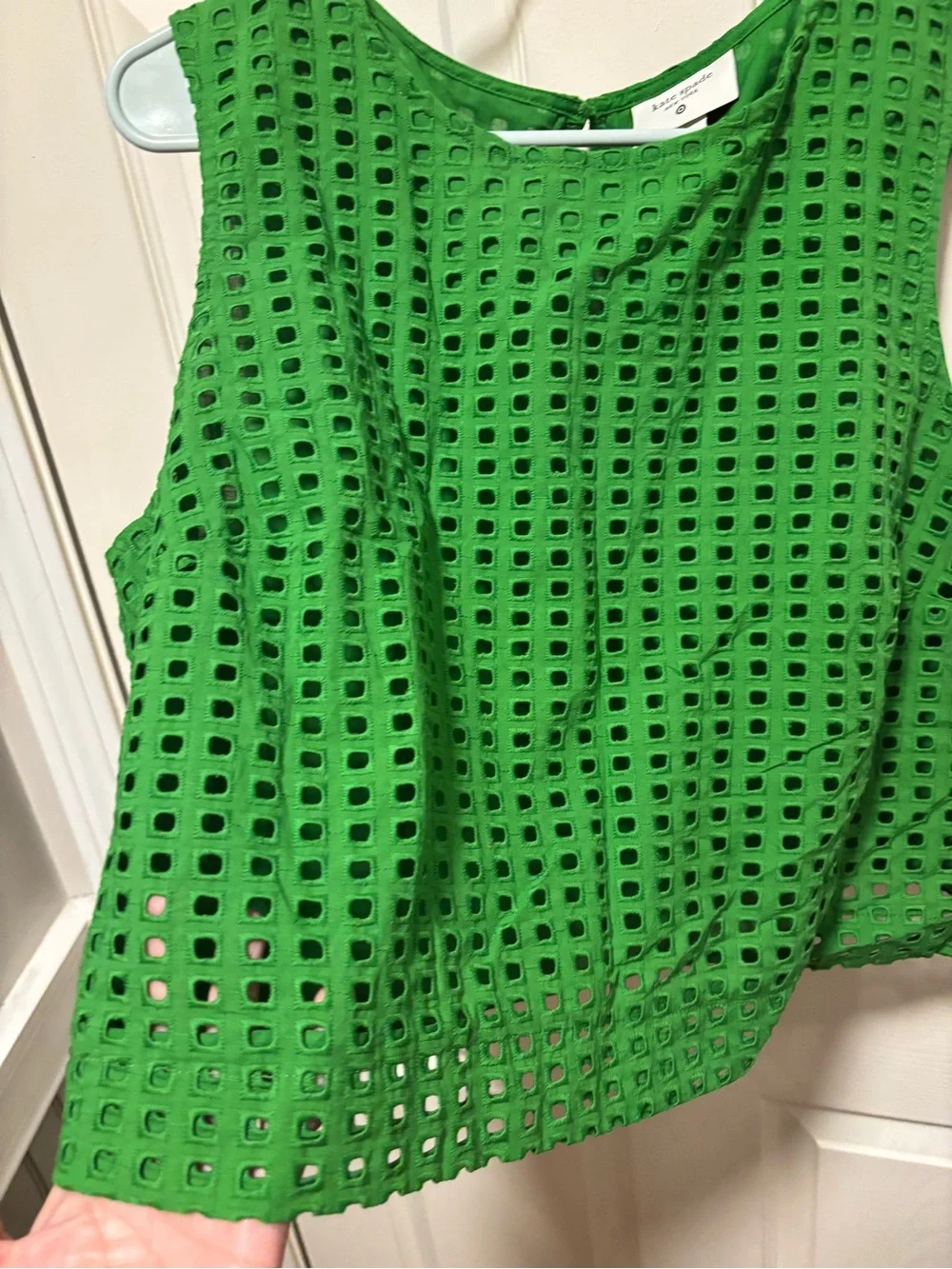 Kate Spade x Target Green Eyelet Crop Top Large Cotton Sleeveless
